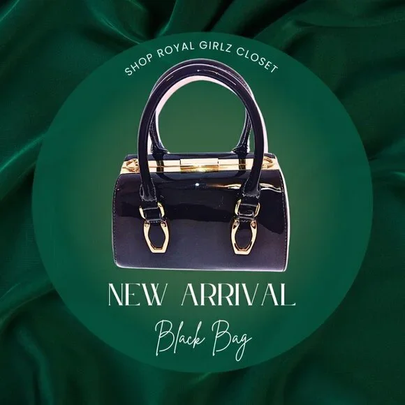 GRAMERCY & GRAND BLACK AND GOLD VEGAN LEATHER SATCHEL HANDBAG PURSE - NWT - Picture 7 of 7